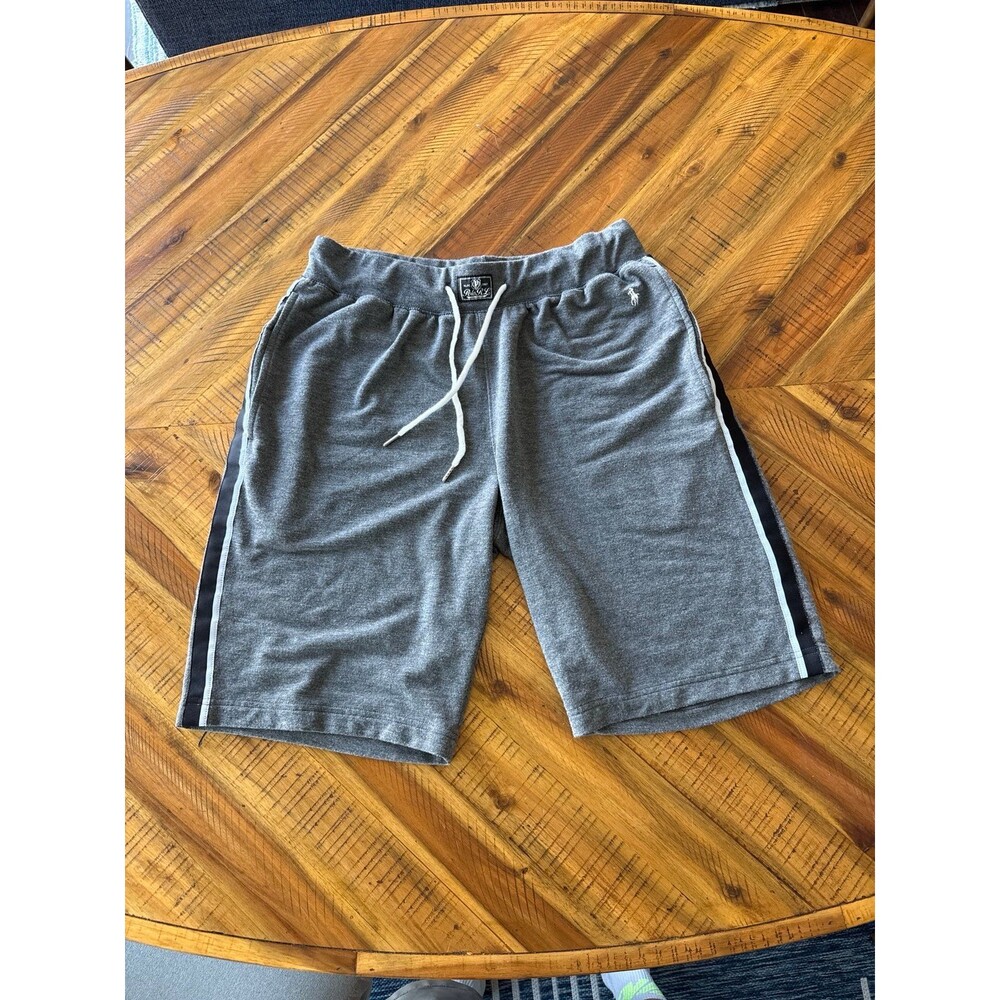 Polo Ralph Lauren SweatShorts Men’s M Gray Stripe Drawstring Baggy Lounge